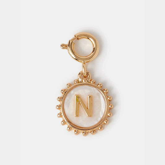 Initial (N) Pearl Coin Jewellery Charm Gold