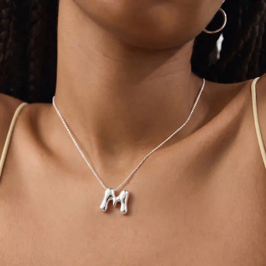 Bubble Initial (M) Pendant Necklace Silver