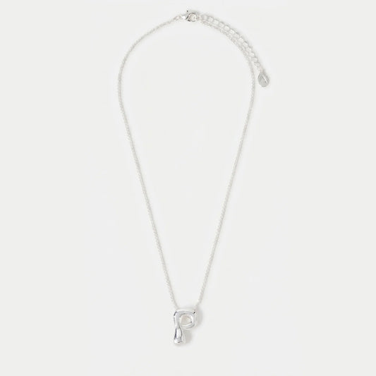 Bubble Initial (P) Pendant Necklace Silver