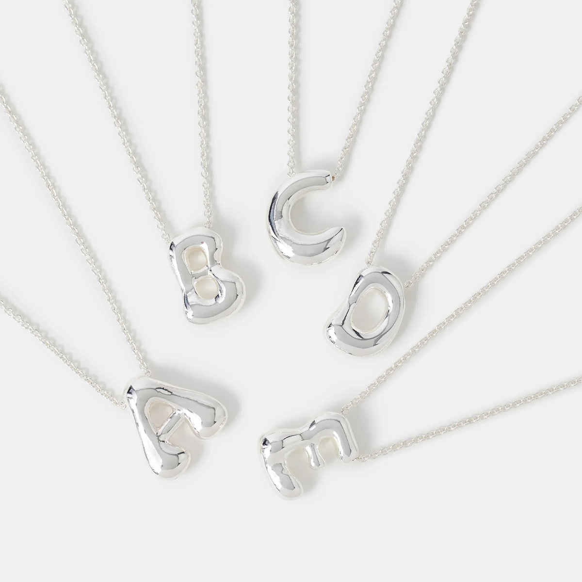 Bubble Initial (P) Pendant Necklace Silver