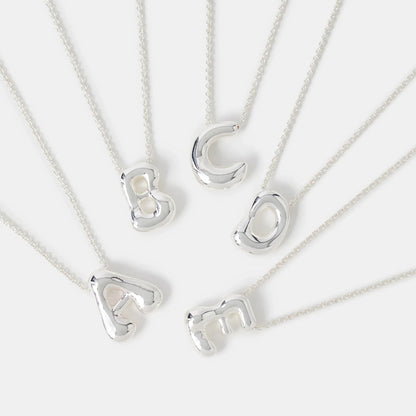 Bubble Initial (P) Pendant Necklace Silver