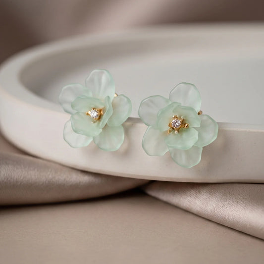 Frosted Flower Stud Earrings