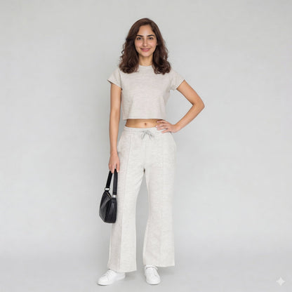 Solid Slim Fit Cropped T-Shirt