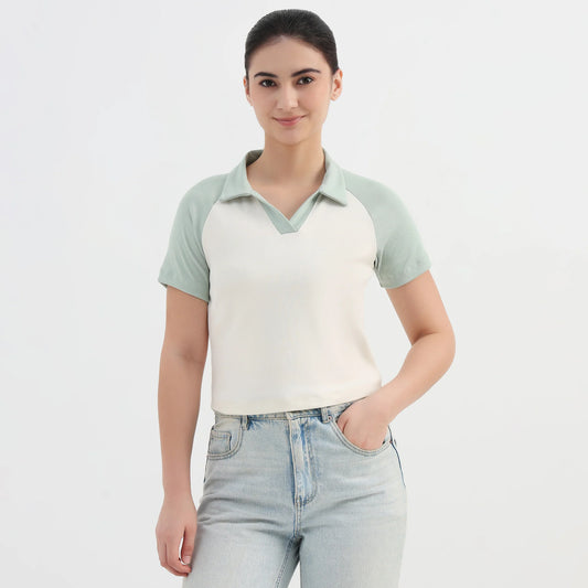 Solid Slim Fit Crop T-Shirt