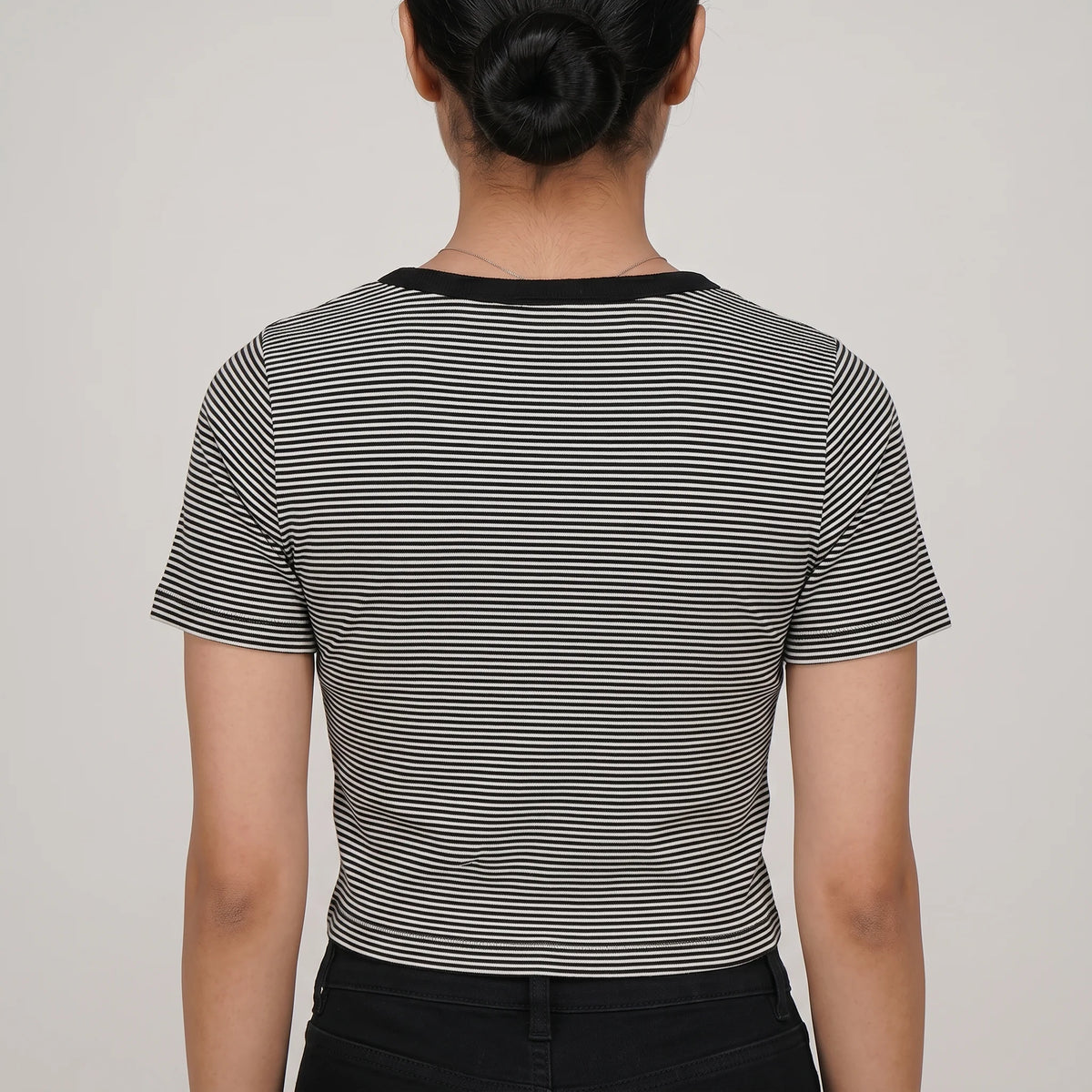 Striped Slim Fit Crop T-Shirt