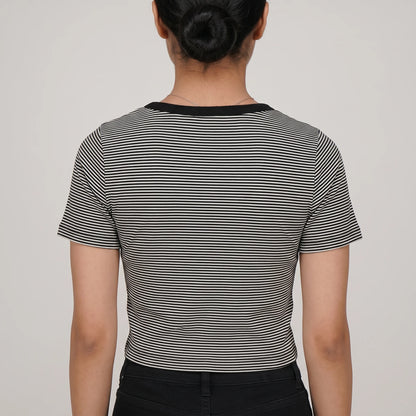 Striped Slim Fit Crop T-Shirt