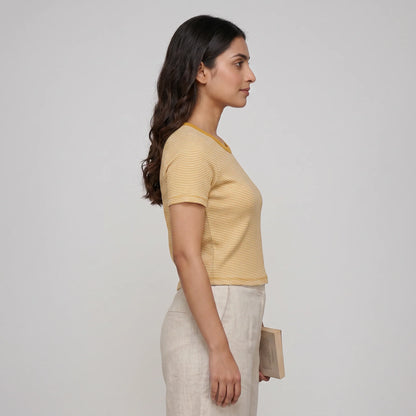 Striped Slim Fit Crop T-Shirt