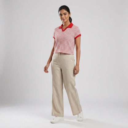 Striped Cropped Polo T-Shirt