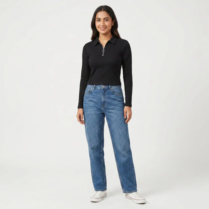 Slim Fit Cropped Polo T-Shirt