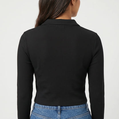 Slim Fit Cropped Polo T-Shirt