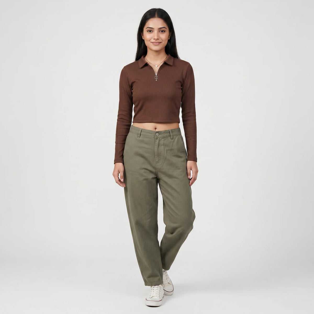 Slim Fit Cropped Polo T-Shirt