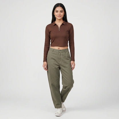 Slim Fit Cropped Polo T-Shirt