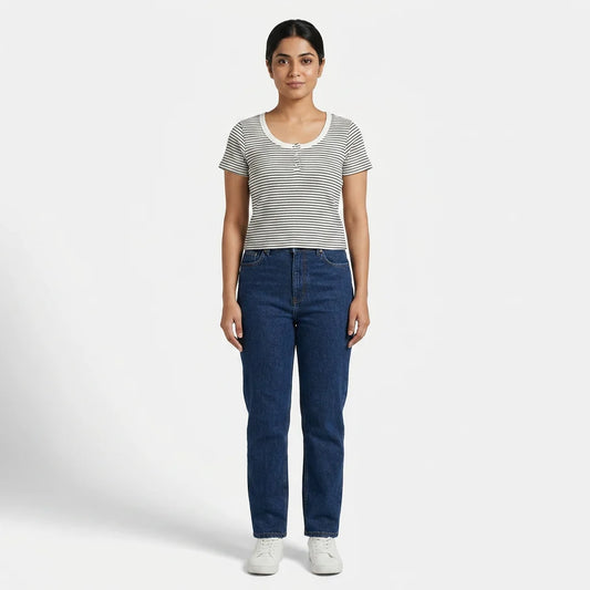 Striped Slim Fit Cropped T-Shirt