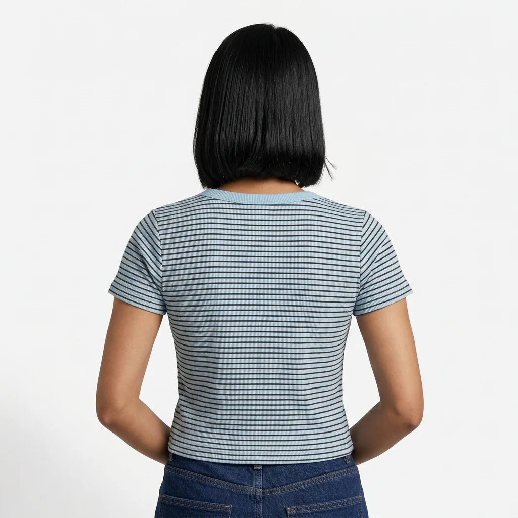 Striped Slim Fit Cropped T-Shirt