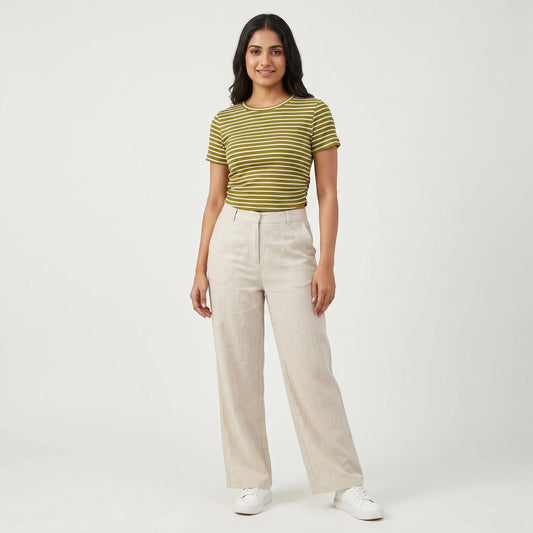 Striped Slim Fit Cropped T-Shirt