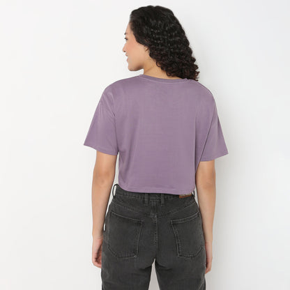 Graphic Knitted Crop T-Shirt