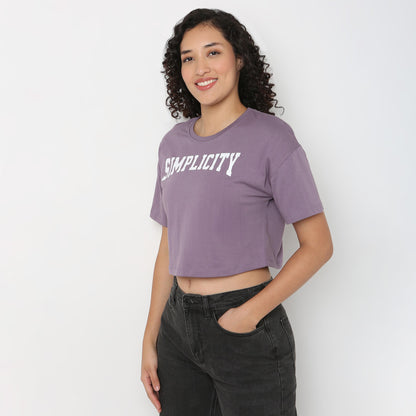 Graphic Knitted Crop T-Shirt